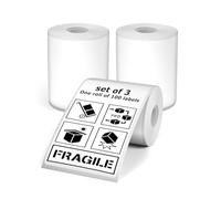 YIKIADA 300 PCS White Portable Direct Thermal Printer Labels 50×80 mm Vinyl Self-Adhesive Rectangle Stickers Roll Waterproof Printer Decals for Home Office School Address