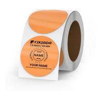 YIKIADA 500 PCS Circle Thermal Labels Orange Vinyl 38 mm Self-Adhesive Round Stickers Roll Waterproof Printer Decals Name Tag for QR Code DIY Office Address