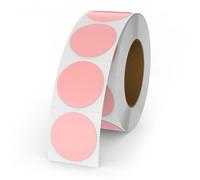 YIKIADA 500 PCS Circle Thermal Labels Pink Vinyl 25 mm Self-Adhesive Round Stickers Roll Waterproof Printer Decals Name Tag for QR Code DIY Office Address