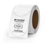 YIKIADA 500 PCS Circle Thermal Labels White Vinyl 38 mm Self-Adhesive Round Stickers Roll Waterproof Printer Decals Name Tag for QR Code DIY Office Address