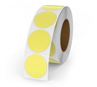 YIKIADA 500 PCS Circle Thermal Labels Yellow Vinyl 25 mm Self-Adhesive Round Stickers Roll Waterproof Printer Decals Name Tag for QR Code DIY Office Address