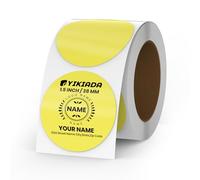 YIKIADA 500 PCS Circle Thermal Labels Yellow Vinyl 38 mm Self-Adhesive Round Stickers Roll Waterproof Printer Decals Name Tag for QR Code DIY Office Address