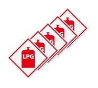 YIKIADA 5PCS LPG Sticker 100 x 100 mm Vinyl Waterproof Removable Self Adhesive Warning Decal for Motorhome Caravan Gas Bottle Campervan Car