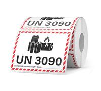 YIKIADA 600 PCS UN 3090 Lithium lon Battery Labels 83 × 108 mm Writable Waterproof Caution Warning Stickers Fragile Label for Transport Shipping