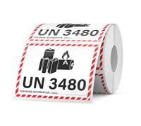 YIKIADA 600 PCS UN 3480 Lithium lon Battery Labels 83 × 108 mm Writable Waterproof Caution Warning Stickers Fragile Label for Transport Shipping