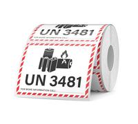 YIKIADA 600 PCS UN 3481 Lithium lon Battery Labels 83 × 108 mm Writable Waterproof Caution Warning Stickers Fragile Label for Transport Shipping