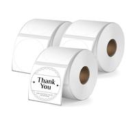 YIKIADA 900 PCS White Portable Direct Thermal Printer Labels 30 mm Vinyl Self-Adhesive Round Stickers Roll Waterproof Printer Decals for Home Office School Address