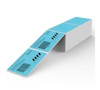 YIKIADA Blue Thermal Labels 50 × 76 MM Vinyl Self-Adhesive Fanfold Direct Shipping Stickers Waterproof Perforated Printer Decal for Businesses Warehouse Barcode Pack of 500