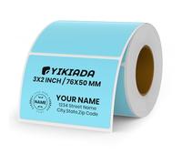 YIKIADA Blue Thermal Labels 76 × 50 mm Vinyl Printer Roll Stickers 500 PCS