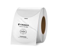 YIKIADA Clear Thermal Labels Vinyl 50 mm Self-Adhesive Circle Stickers Round Roll Waterproof Printer Decals Removable Package Seal for QR Code Envelope Retail Office Home 300 PCS