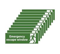 YIKIADA Emergency Escape Stickers Vinyl 15 × 5 cm Self-Adhesive Exit Safety Sign Waterproof Escape Decal for School Office Warehouse Window Pack of 10