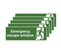 YIKIADA Emergency Escape Stickers Vinyl 30 × 10 cm Self-Adhesive Exit Safety Sign Waterproof Escape Decal for School Office Warehouse Window Pack of 5
