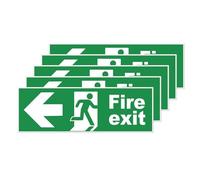 YIKIADA Fire Exit Signs 300 × 100 mm Plastic Emergency Left Arrow 5 PCS