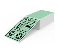 YIKIADA Green Thermal Labels 76 × 127 mm Vinyl Fanfold Stickers 300 PCS