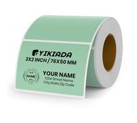 YIKIADA Green Thermal Labels 76 × 50 mm Vinyl Printer Roll Stickers 500 PCS