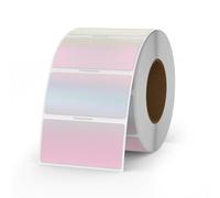 YIKIADA Holographic Thermal Labels Vinyl 25 × 50 MM Self-Adhesive Direct Printable Address Stickers Roll Waterproof Printer Decals for QR Code DIY Name Tag 300 PCS Rainbow Pink