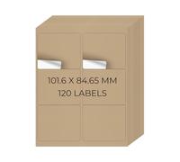 YIKIADA Kraft Printable Address Labels 101.6 × 84.7 MM Self-Adhesive Vinyl Shipping Blank Stickers 6 Per Sheet Removable Mailing Decals for Inkjet Laser Printer 20 Sheets