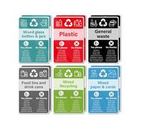 YIKIADA Mixed Pack of 12 Multi Recycling Bin Stickers 150 × 100 mm Vinyl Removable Waterproof Self Adhesive Decal for Home Office Window Outdoor Indoor