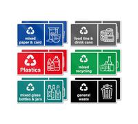 YIKIADA Mixed Pack of 12 Multi Recycling Bin Stickers 200×100 mm Vinyl Removable Waterproof Self Adhesive Decal for Home Office Window Outdoor Indoor