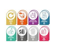 YIKIADA Mixed Pack of 16 Multi Recycling Bin Stickers 150 × 100 mm
