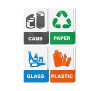 YIKIADA Mixed Pack of 8 Multi Recycling Bin Stickers 150 × 100 mm Vinyl Removable Waterproof Self Adhesive Decal for Home Office Window Outdoor Indoor