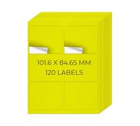 YIKIADA Neon Yellow Printable Address Labels 101.6 × 84.7 MM Self-Adhesive Vinyl Shipping Blank Stickers 6 Per Sheet Removable Mailing Decals for Inkjet Laser Printer 20 Sheets
