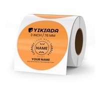 YIKIADA Orange Circle Thermal Labels Vinyl 76 mm Self-Adhesive Round Stickers Roll Waterproof Printer Decals Name Tag for QR Code DIY Office Address Pack of 500