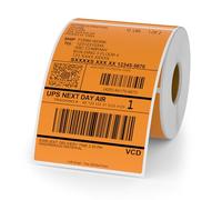 YIKIADA Orange Direct Thermal Labels Vinyl 150 × 100 mm Self-Adhesive Rectangle Stickers Roll Waterproof Printer Decals Shipping Tag for QR Code DIY Office Address Pack of 250