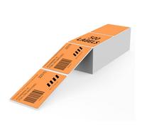 YIKIADA Orange Thermal Labels 76 × 50 mm Vinyl Fanfold Stickers 500 PCS