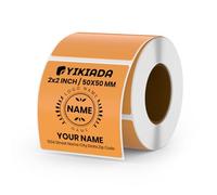 YIKIADA Orange Thermal Labels Vinyl 50 × 50 mm Direct Self-Adhesive Square Stickers Roll Waterproof Printer Decals Name Tag for QR Code DIY Office Address Pack of 500