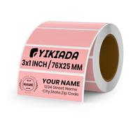 YIKIADA Pink Thermal Labels 76 × 25 mm Vinyl Printer Roll Stickers 500 PCS