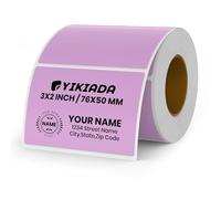 YIKIADA Purple Direct Thermal Labels Vinyl 76 × 50 mm Self-Adhesive Rectangle Stickers Roll Waterproof Printer Decals Name Tag for QR Code DIY Office Address Pack of 500