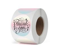 YIKIADA Red Gradient Thermal Labels Vinyl 50 mm Self-Adhesive Circle Stickers Roll Waterproof Printable Round Decals Name Tag for QR Code DIY Office Address Pack of 500