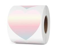 YIKIADA Red Gradient Thermal Labels Vinyl 76 mm Heart Self-Adhesive Gift Stickers Roll Waterproof Printer Decals for QR Code DIY Logo Crafts Decoration Pack of 500