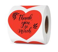 YIKIADA Red Heart Thermal Labels Vinyl 76 mm Self-Adhesive Gift Stickers Roll Waterproof Printer Decals for QR Code DIY Logo Crafts Decoration Pack of 500