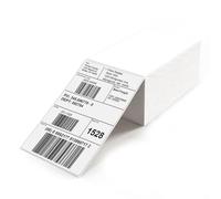 YIKIADA White Direct Thermal Labels 150 × 100 MM Vinyl Self-Adhesive Fanfold Shipping Stickers Waterproof Perforated Printer Decal for Office Warehouse Home Pack of 500