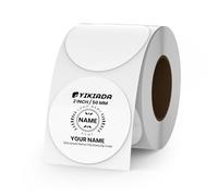 YIKIADA White Round Thermal Labels 50 mm Vinyl Printer Stickers 500 PCS | Waterproof, Self adhesive, Removable, Writable, Perforated, Easy to peel, BPA-free, Printable tag for package price spice jar