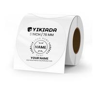 YIKIADA White Round Thermal Labels 76 mm Vinyl Printer Stickers 500 PCS | Waterproof, Self adhesive, Removable, Writable, Perforated, Easy to peel, BPA-free, Printable tag for package seal box Logo