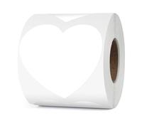 YIKIADA White Thermal Labels Vinyl 76mm Heart Self Adhesive Roll Gift Stickers Waterproof Printer Thermal Labels for Logo Barcode Wedding Anniversary Valentine's Day 500 Pieces