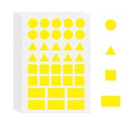 YIKIADA Yellow Shaped Stickers Self-Adhesive Coloured Geometric Labels Triangles Circles Squares Rectangles Decals for School Office Shop 10 Sheets