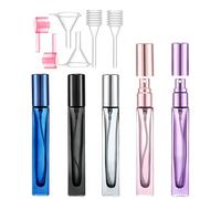 Yikimyfo Glass Refillable Perfume Bottle, 5 Pcs 10ml/0.34oz Travel Perfume Atomizer Fine Mist Spray Bottles Small Cologne Sprayer Leak-proof Perfume Bottles Empty Perfume Container with Tool