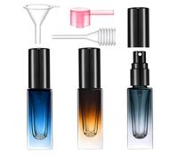 Yikimyfo Travel Perfume Bottle Refillable, 3 Pcs Fine Mist Glass Spray Bottles Empty Leak-proof Cologne Spray Bottle Mini Perfume Atomizer with Tool, 3Pcs-5ml(Blue+Green+Brown)-Black Cap