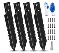 Yikkhy 4 Pack Fence Post Spikes, Heavy Duty Galvanised Fence Post Repair Spike with Gloves, Ground Anchor for Wooden Trampoline Swing Play Structures