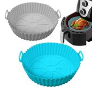 Yikki 2 Pack Silicone Air Fryer Liners, Reusable Airfryer Accessories, Kitchen Accessories Compatible with Ninja, Tower, COSORI, Baking Tray for 3 to 5 Qt Air Fryer Oven