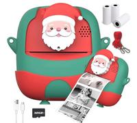 Yiko Children's Camera, Digital Camera Instant Camera Print 1080P 2.0 Inch Screen Video Camera Black and White Photo Camera with 32GB Card, 3 Rolls of Printing Paper, Christmas Cartoon Shapes, Gift