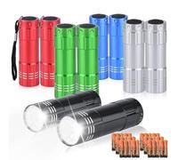 yikosam 10 Pack of Flashlights 9 LED Mini Aluminum Flashlight Bulk with Lanyard 30 AAA Batteries Included Assorted Colors Handheld Flashlights for Hurricane Supplies Camping, Night Reading, Cycling