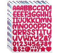 YIKTUNQ 1 Inch Letter Stickers, Stick On Alphabet Sticker Letters Decals, 5 Sheets Letter Number Stickers for Scrapbooking Water Bottle Paper Bags Bike Car Wall and Windows - Multicolor