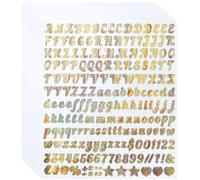 YIKTUNQ 1600 Pieces Letter Stickers, 8 Sheets 0.5 Inch Waterproof Letter Number Stickers, Stick On Alphabet Sticker Letters Decals for Scrapbook Notebook Name Tag Graduation Cap Water Bottle - Gold