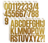 YIKTUNQ 2 Inch Letter Stickers 189 Pieces Letter Number Stickers, Waterproof Letters Numbers Sticker Self-Adhesive Alphabet Letters Sticker Decals for Bike Notice Board Truck - Gold