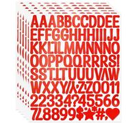 YIKTUNQ 576 Pieces Letter Stickers, 1 Inch Waterproof Letter Number Stickers, Stick On Alphabet Sticker Letters Decals for Scrapbook Notebook Name Tag Graduation Cap Water Bottle - Red